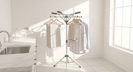 Stylish Laundry Room Clothes Drying Rack in a Modern Interior