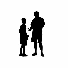 Mental health educator teaching coping strategies to youth silhouette isolated on white background