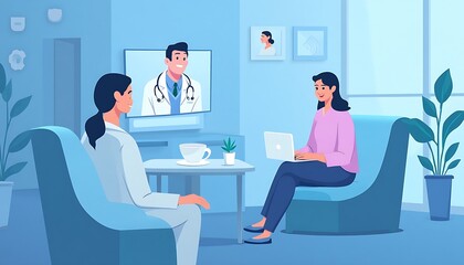 Telemedicine Consultation: Patient Discussing Symptoms with Doctor via Video Call