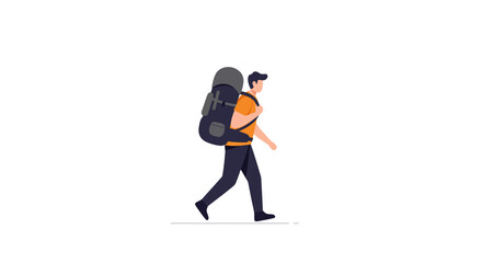 Adventurer's Journey A Graphic Illustration of a Backpacker on a Minimalist White Background
