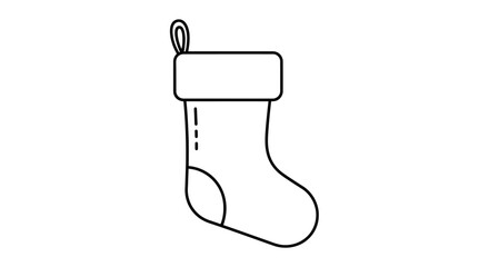 Simple Line Art Illustration of a Christmas Stocking, white background