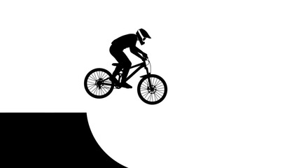 Obraz premium Silhouette of a Cyclist Performing Stunt on White Background