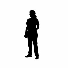 Silhouette of a mental health nurse conducting a home visit isolated on white background