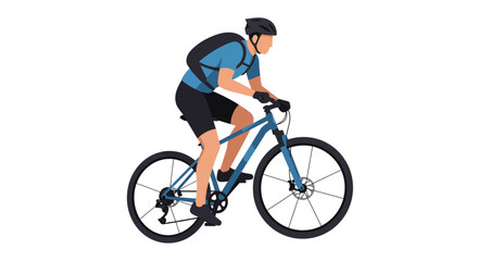 Obraz premium Cyclist Riding a Bike with Helmet in Active Sport Adventure on a White Background