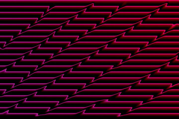 Abstract geometric pattern of red and purple stripes with depth