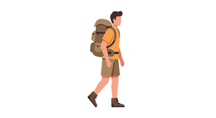 Hiker Illustration Person with Backpack on White Background