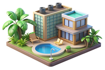 3d swimming pool in hotel