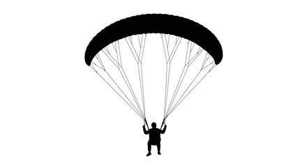 Silhouette of Paraglider Soaring Against a Plain White Sky