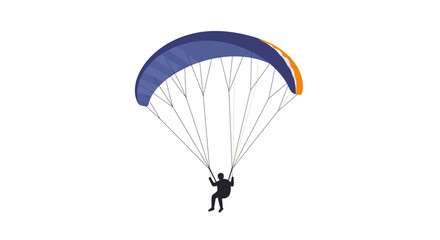 Silhouette of a Person Paragliding Against a White Background