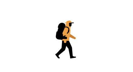 Hiker Walking Minimalist Vector Illustration for Outdoor Adventures