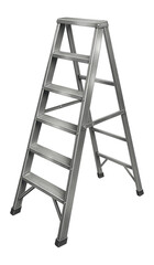 Transformable steel step ladder for easy access to private home roofs.