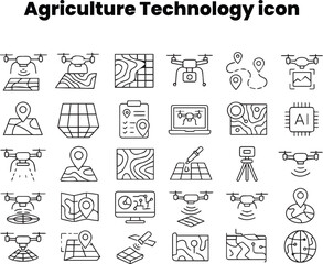 Precision Agriculture Tools Icons set