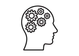 Gears in head line art vector