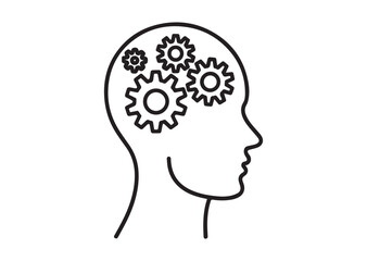 Gears in head line art vector