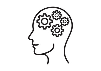 Gears in head line art vector