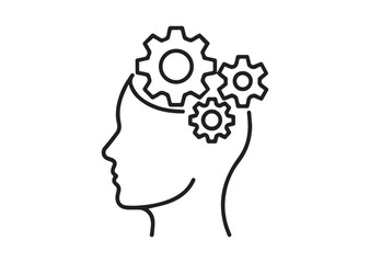 Gears in head line art vector