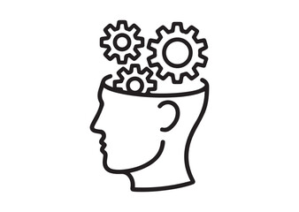 Gears in head line art vector