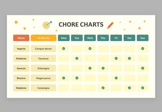 Chore Chart Infographic Vector with Cute Education Style for School Teachers