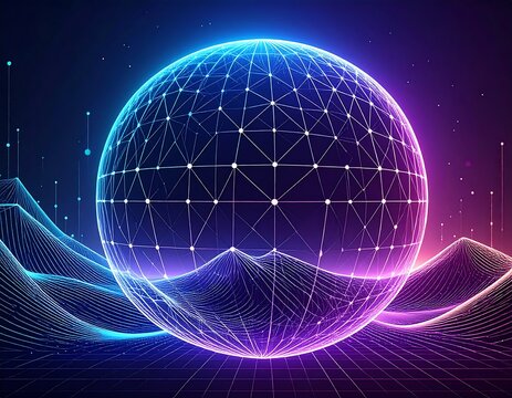 Futuristic digital sphere and data visualization - Powered by Adobe
