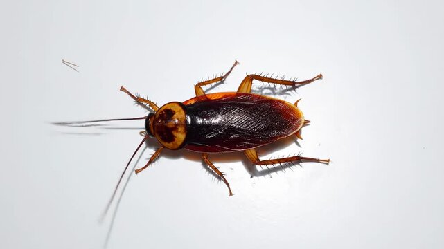 Single American cockroach isolated on a white background.