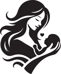 Mother Holding Baby Logo Loving Mom and Infant Silhouette