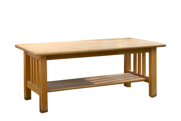 Wooden table isolated on white background