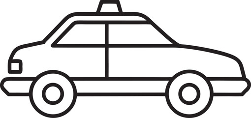 Obraz premium Simple Line Art Icon of a Black and White Taxi Cab with a Light on Top