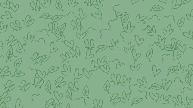 Abstract pattern of hearts, leaves, and shapes is perfect for valentines day designs or romanticthemed projects. Suitable for digital backgrounds or greeting cards.