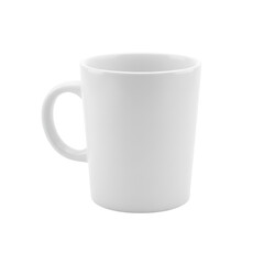 Elegant pristine white mug casting a subtle shadow, floating on a transparent scene