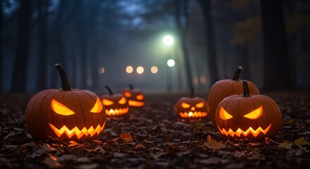 Obraz premium Spooky Halloween Pumpkins