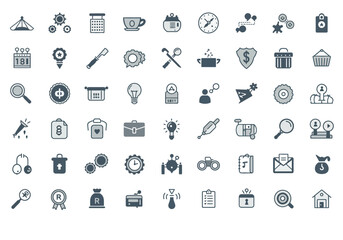 Collection of Essential Business and Design Icons for Professional Use.