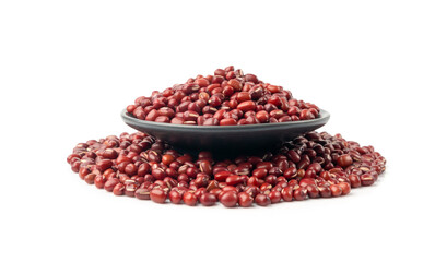 Red adzuki beans isolated, raw azuki bean pile, Vigna angularis legume seeds, dry red mung bean