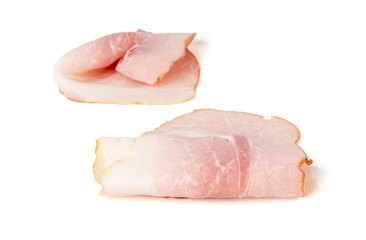 Baked Pork Slices Isolated, Roasted Sliced Loin, Tenderloin Ham Pieces, Boiled Meat Fillet Cuts