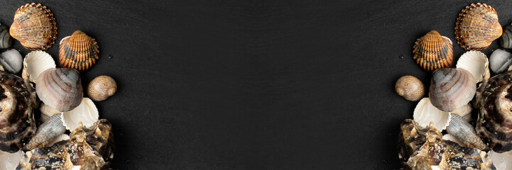 Fresh Oysters, Molluscs and Mussels in Seafood Restaurant