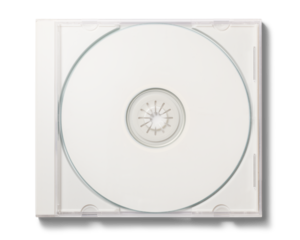 ケースに入った、白いラベルのCD DVD ブルーレイなどのディスク