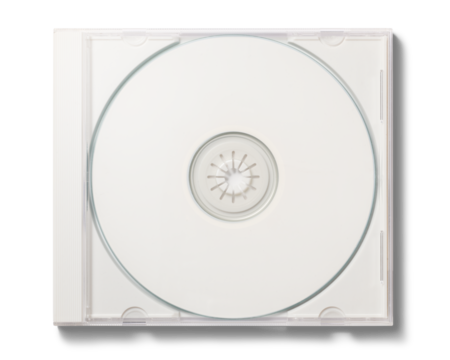 ケースに入った、白いラベルのCD DVD ブルーレイなどのディスク