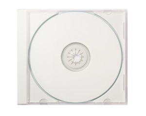 ケースに入った、白いラベルのCD DVD ブルーレイなどのディスク