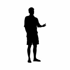 Silhouette of a therapist explaining positive thinking techniques isolated on white background