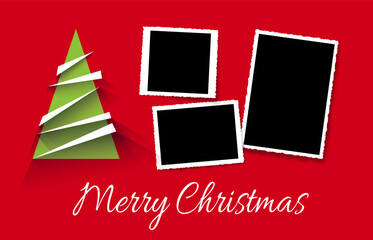 Christmas greeting card with tree and blank frame