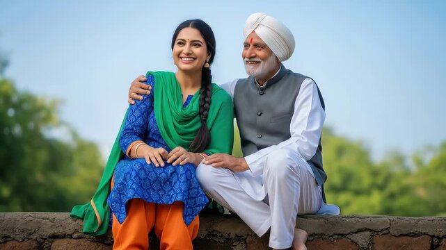 sikh religious father and daughter sitting together 