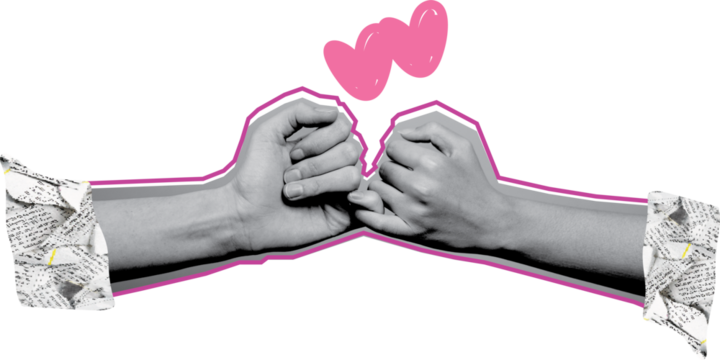 men hands fist bump art collage