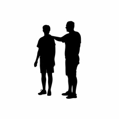 Therapist guiding patient through breathing exercises silhouette isolated on white background