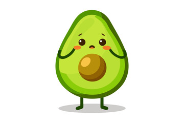 Cute cartoon avocado character with a worried or shy expression