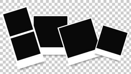 Photo booth images. Realistic blank photography template. Retro empty photo frame. Vector picture strips instant snapshot with black frame