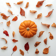 autumn leaves on white background