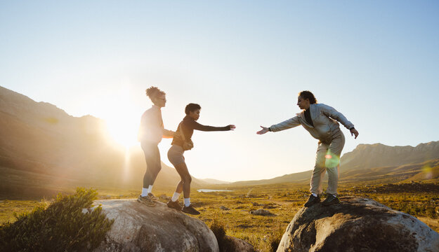 Helping each other during a hike