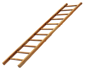 Wooden ladder angled diagonally