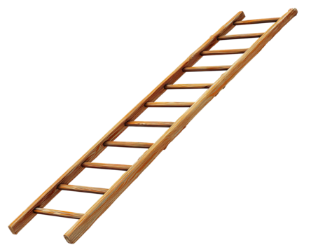 Wooden ladder angled diagonally