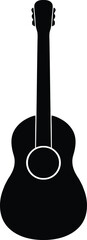 Fototapeta premium Black Silhouette of an Acoustic Guitar on White Background musical instrument black and white