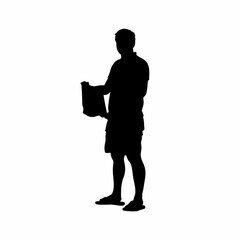 Therapist using art therapy for emotional expression silhouette isolated on white background